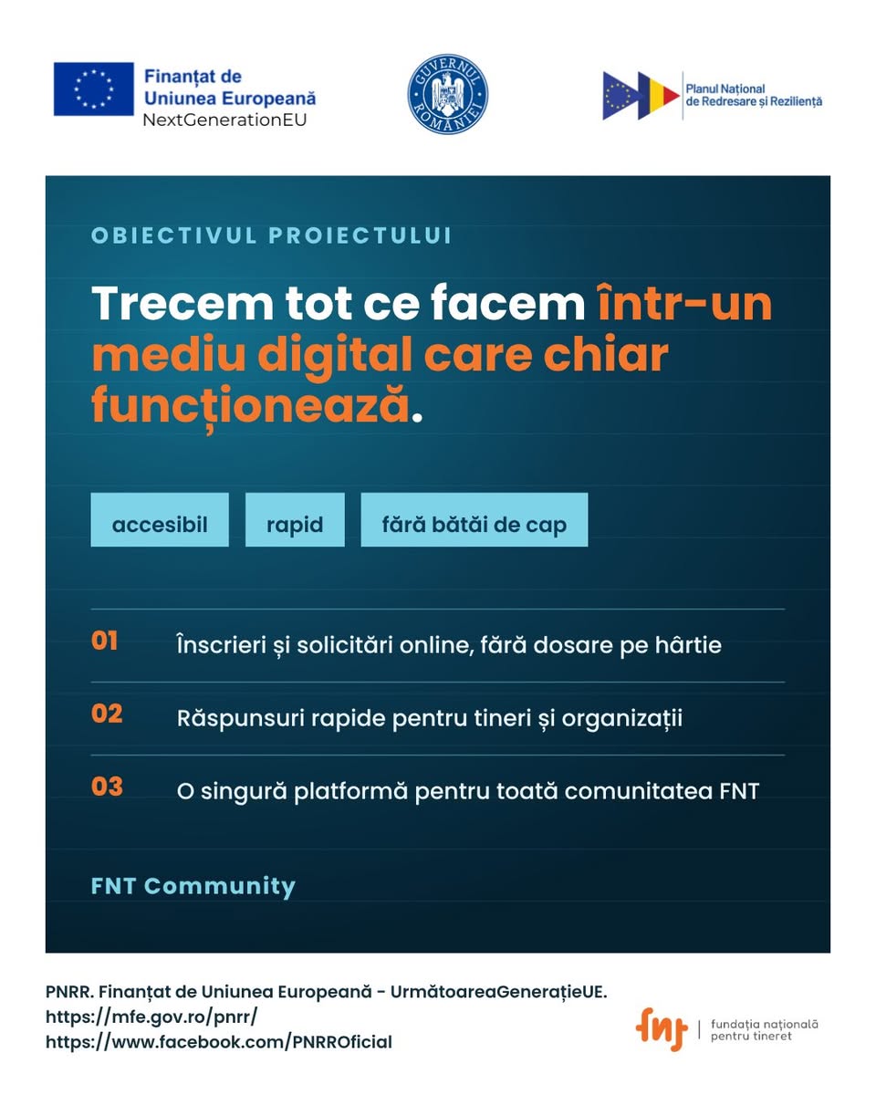 FNT Community – proiect finanțat prin PNRR – obiectivul proiectului