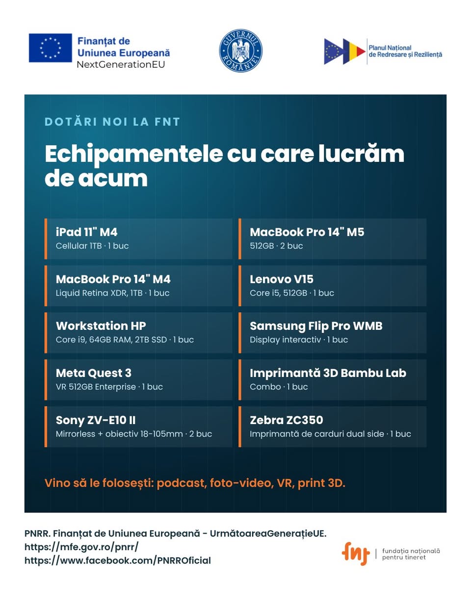 FNT Community – proiect finanțat prin PNRR – echipamentele noi disponibile la FNT